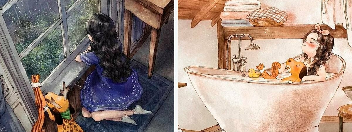 Корейская художница доказала, что одинокие могут быть счастливыми: 40 теплых иллюстраций