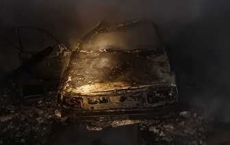 В Волковыске горел гараж