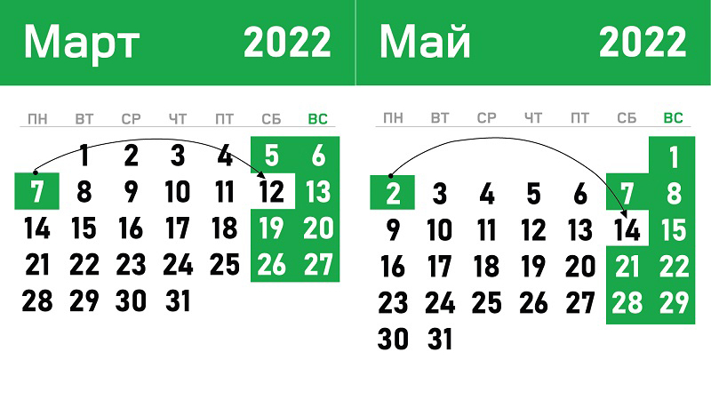 Напоминаем о переносе рабочих дней в 2022 году